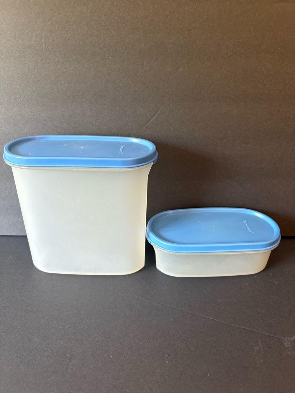 Tupperware Modular Mates Set of 2 Oval 2 Cups 7.25 Cups Light Blue 1611 1613